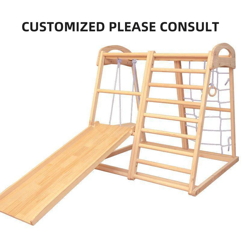 montessori wooden pickler climbing frame with ramp square climb frame gym children indoor folding  for toddlers 2 3 4 old