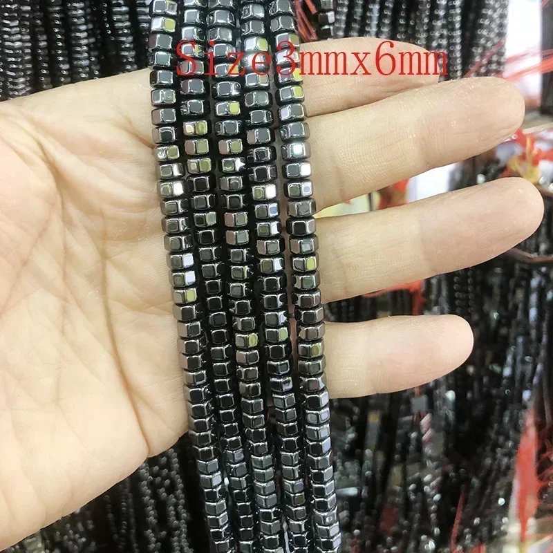 45 Style Natural Black Hematite Stone Beads Star Geometric Column Heart Loose Spacer Beads For Jewelry Making Bracelets Necklace