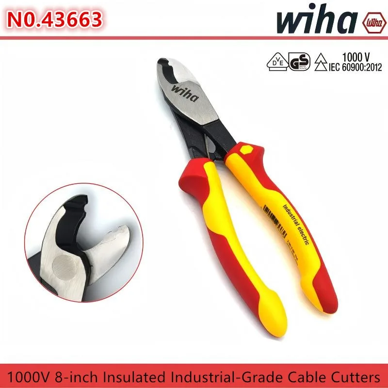 

WIHA 43663 Резак для изолированного кабеля 210 мм 1000 В VDE с переключаемым промышленным кабельным резаком с открытой пружиной