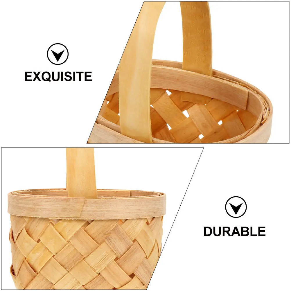 

10Pcs Rustic Wooden Handheld Mini Basket Wedding Candy Gift Storage Party Supply Decoration Handheld Basket Wedding Party Supply