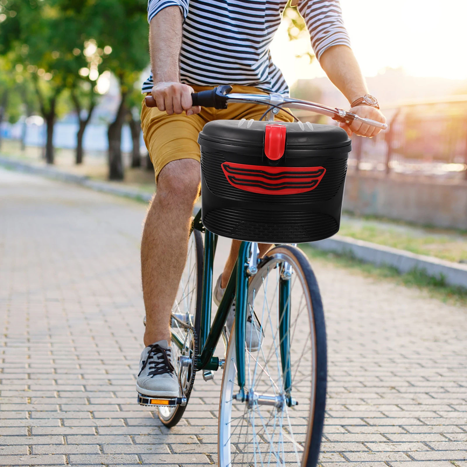 

Basket Mountain Bike Storage Electric Container with Lock Front Frame Attachment