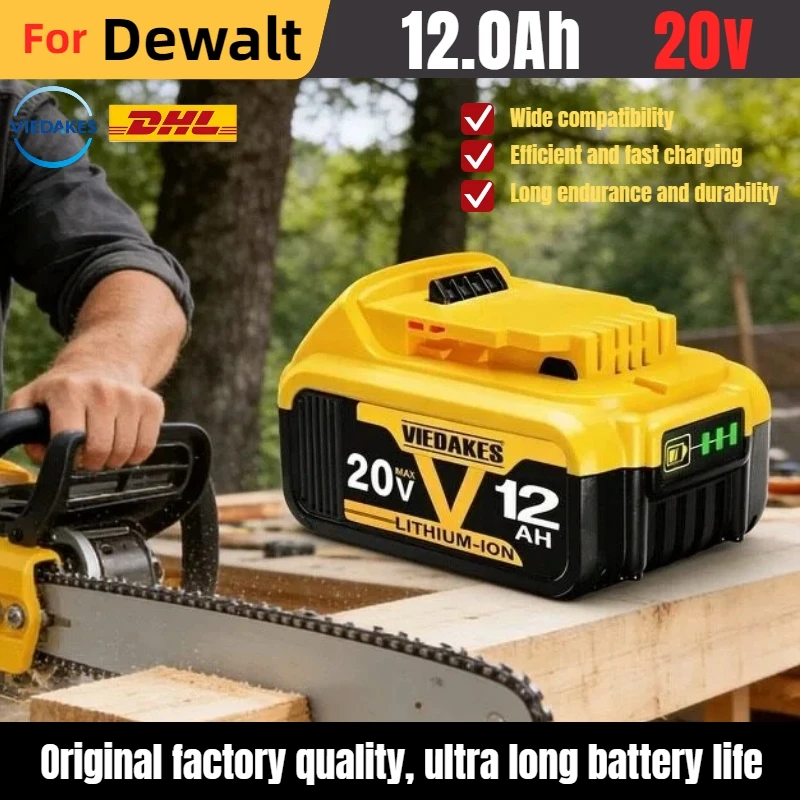 

12.0Ah for Dewalt original 20V rechargeable tool battery DCB200 DCB201 DCB206 For Dewalt 18V 20V tool battery