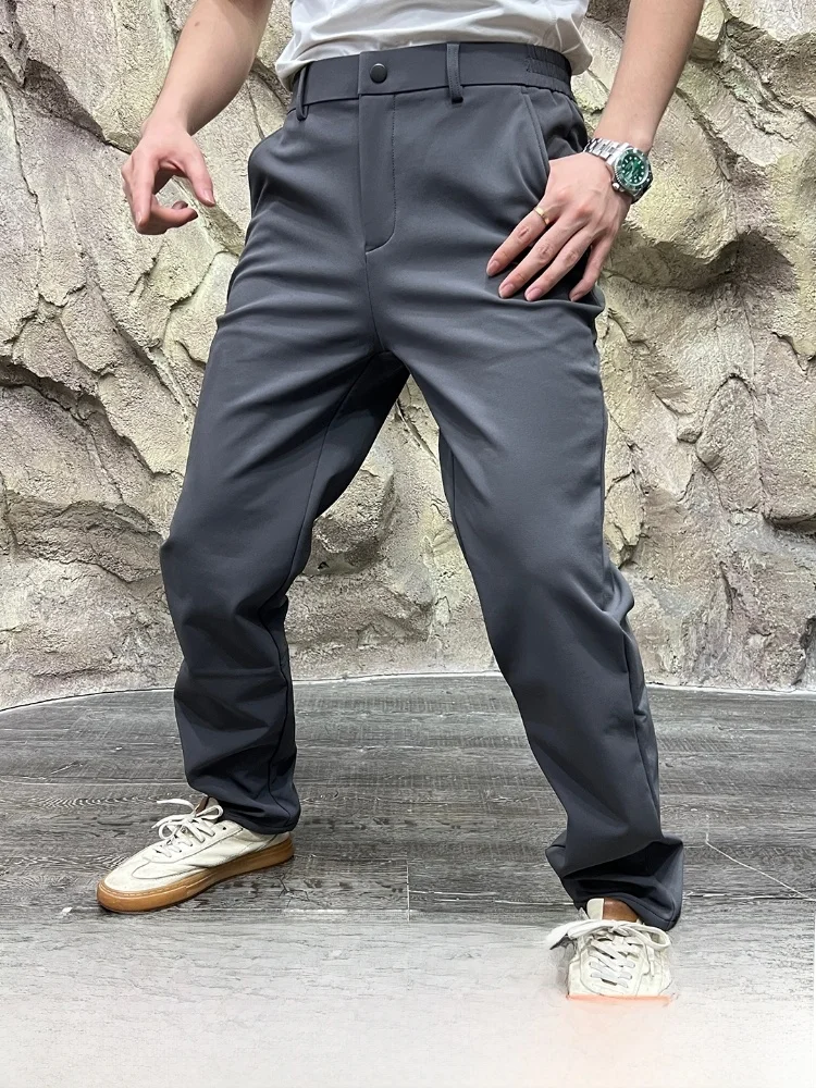 

Теплые повседневные брюки на подкладке Fce, мужские осенне-зимние водонепроницаемые ветрозащитные пригородные брюки, удобные прямые брюки...