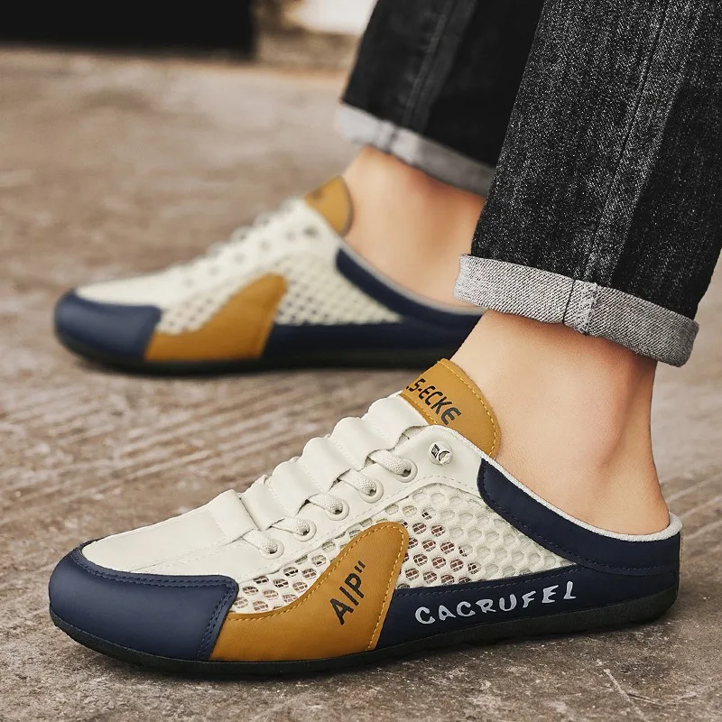 Men's Slip On Mule Sneakers, Breathable Lightweight Non-slip Casual All Match Daily Walking Outdoor Vacation Shoes