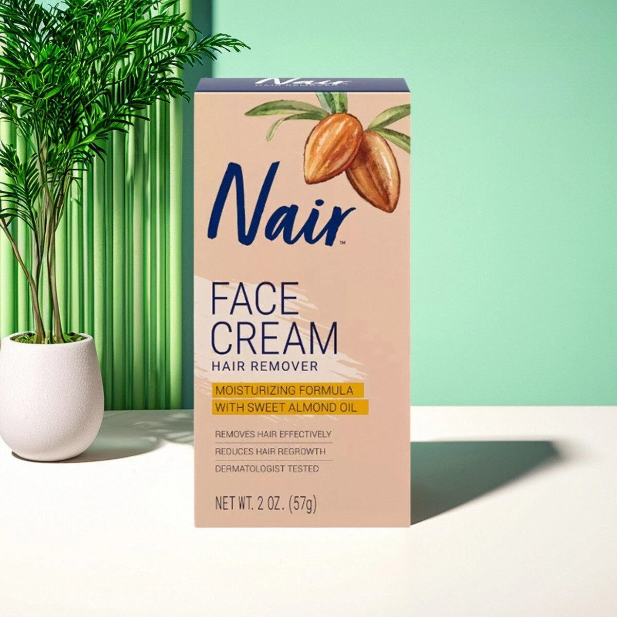 

Крем для удаления волос на лице Nair 57 г, нежная формула для верхней губы, подбородка и висков, удаляет тонкие волосы на лице.