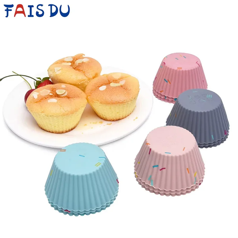

FAIS DU 6pcs Silicone Cupcake Mold Silicone Cupcake Baking Cups Reusable Non-stick Silicone Muffin Mold Round Muffin Cup