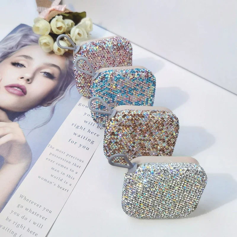 Luxury Rhinestone Air Cushion Puff Box Travel Portable Cosmetic Makeup Case Container With powder puff BB Cream Split bottle