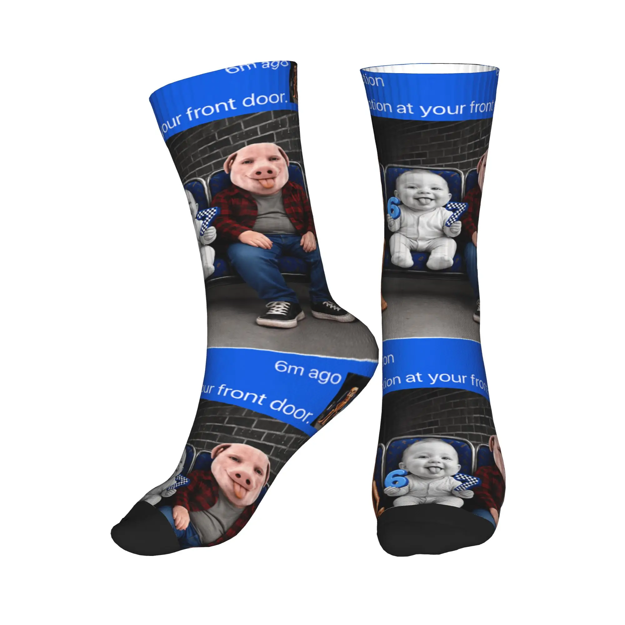 Men's Socks Motion Tung Tung Tung Sahur John Pork Ai Baby 67 Meme Stockings Winter Fun Medium Soft Socks Outdoor Non Slip Socks