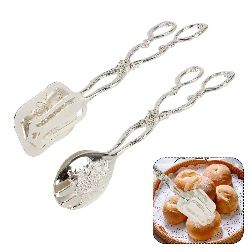 Fruit Salad Cake Clip Buffet Food Tong Gold-plated Salad Pastry Clamp Snack Cake Clip Baking Barbecue Tool Vintage style