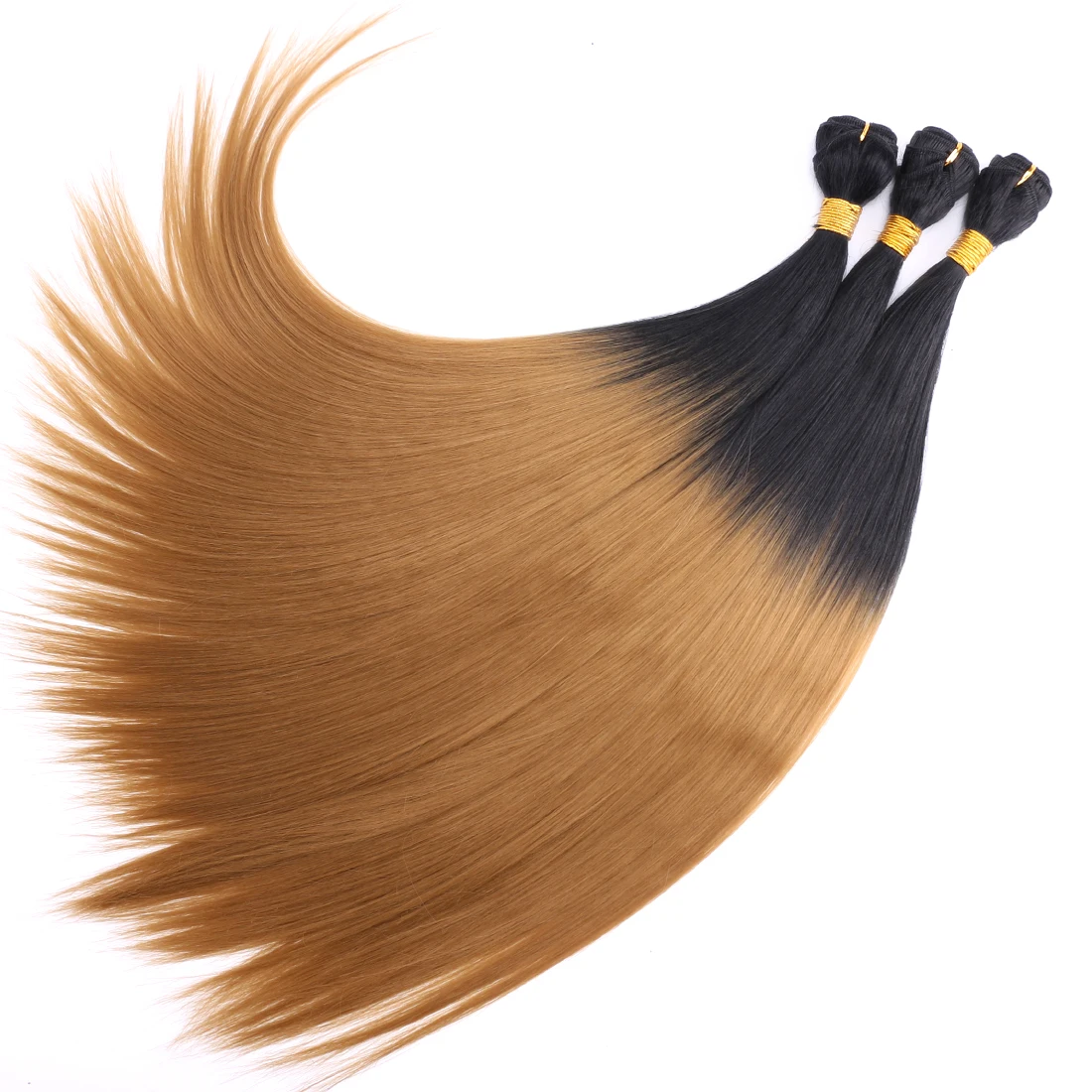 Synthetic Hair Extensions Sliky Straight Hair Bundles 100 gram One Piece Black To Burgundy Red Brown Golden for Women