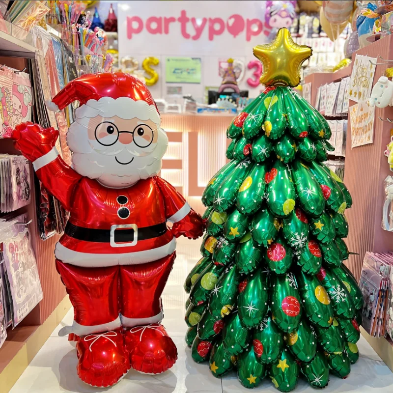 Frohe Weihnachten Thema Weihnachtsmann Großer Weihnachtsbaum Elch Neujahr Party Dekoration Ballon Winter Party Dekoration