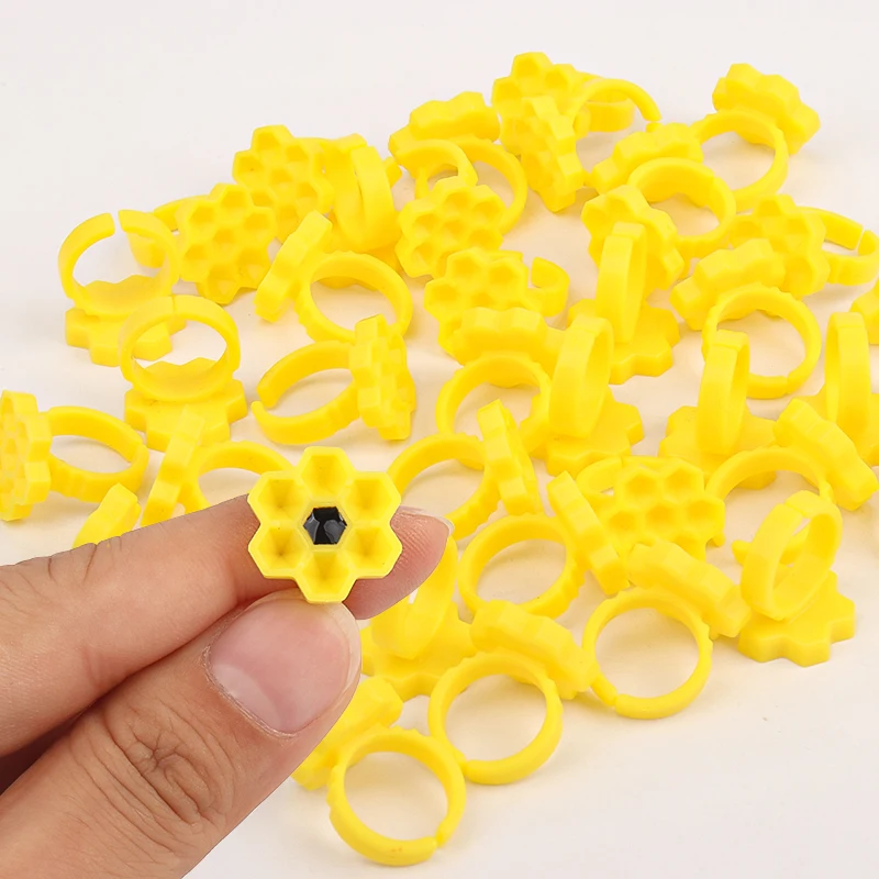50pcs 7 Hole Honeycomb Lash Glue Ring Cups Disposable Eyelash Extension Glue Delay Cup Finger Ring Glue Holder Save Glue Tools - view 4