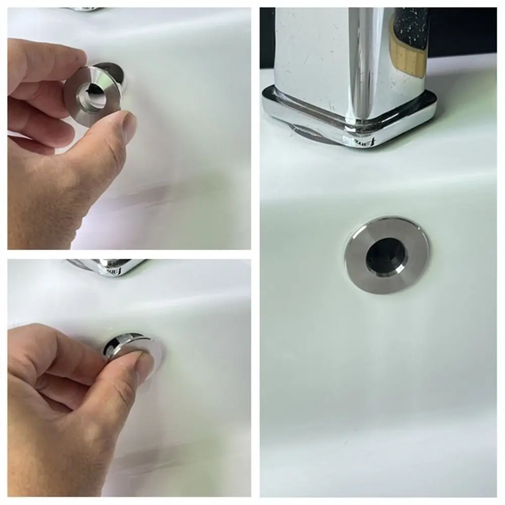 Stainless Steel Sink Overflow Covers Round Replacement Wash Basin Overflow Ring Plug Sink Hole Cover Kitchen Bathroom Supplies
