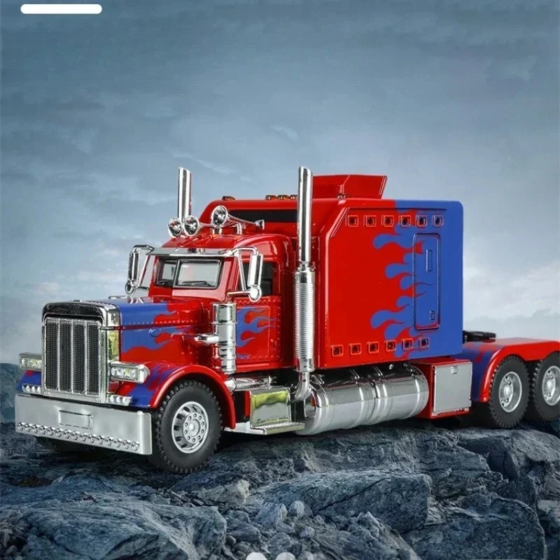 

1:24 PETERBILT 389 Heavy Truck Tractor Toy Model Alloy Diecast Sound Light Pull Back Model Truck Boys Toy Gifts Collection A626