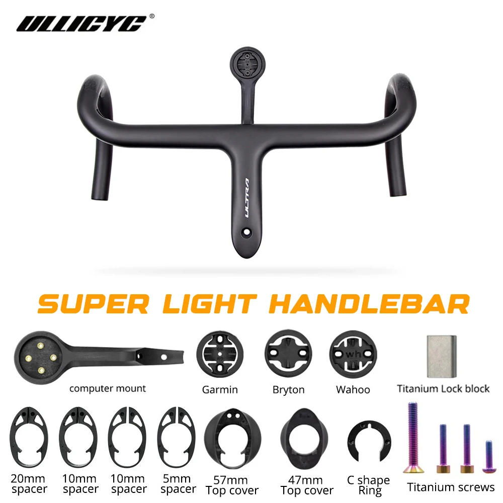

Ullicyc Light 237g, руль шоссейного велосипеда, кабина, полный внутренний кабель из углеродного волокна, встроенный 360-440 мм с креплением для велосипеда
