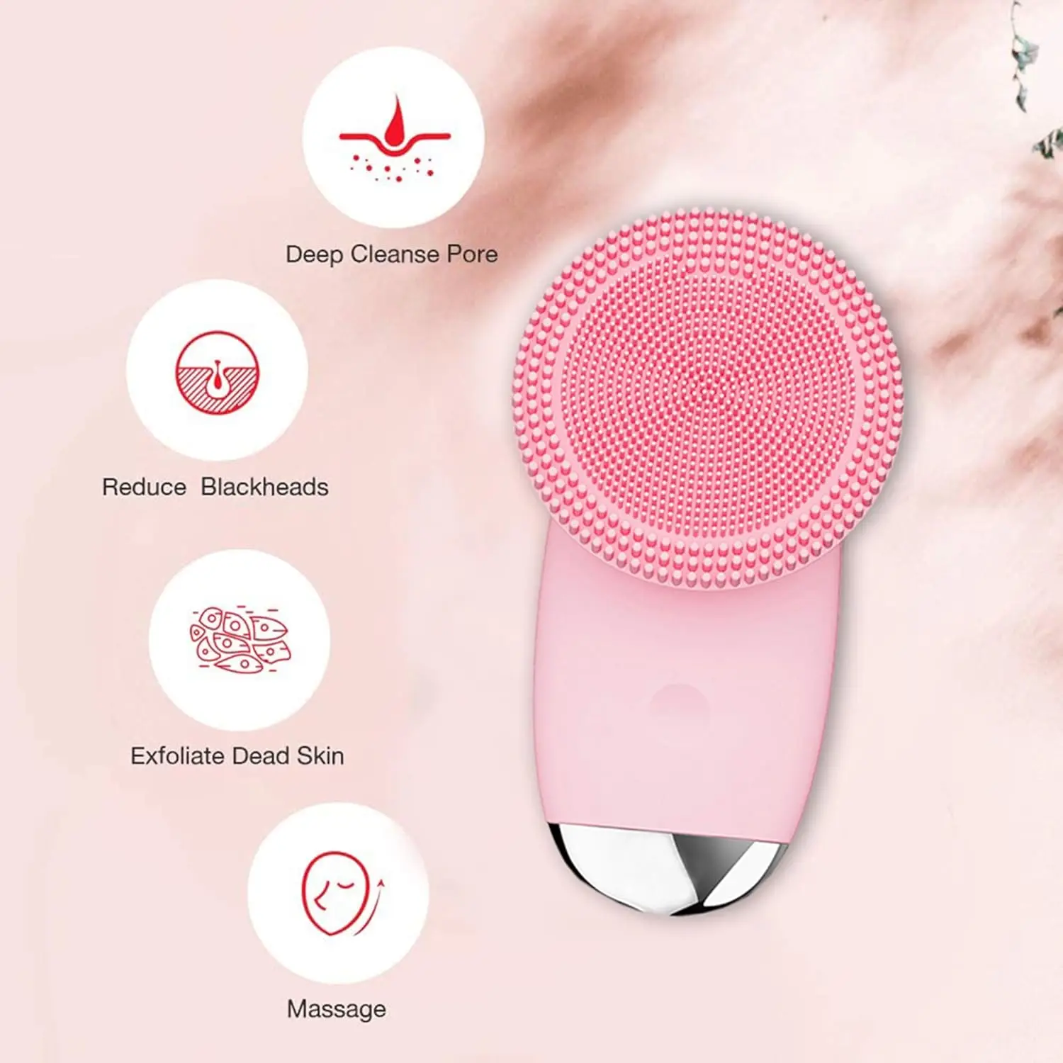 Soft Silicone Facial Cleansing Brush Face Scrubber Rechargeable Waterproof Skin Care Tool for Cleansing Exfoliating andMassaging