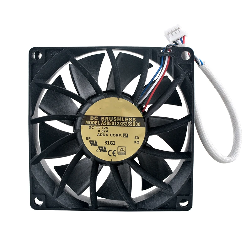 AS08012XB259B00 High Speed 8cm 80mm Axial Flow Cooling Fan DC12V 0.57A 4-Pin for Server UPS Power Supply 80x80x25mm