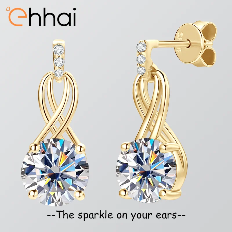 

Ehhai 2.0CT Moissanite Exquisite Infinity Stud Earring for Women 925 Sterling Silver Earrings with GRA Certificate Jewelry Gifts