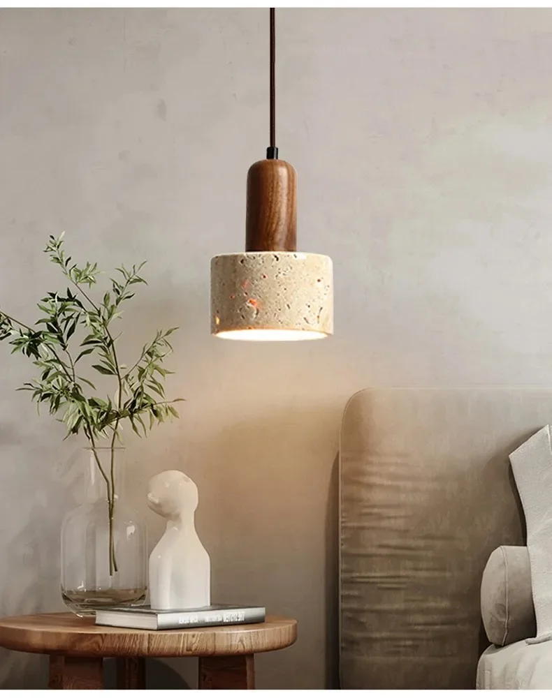 Modern Popular Wabi Sabi Travertine Droplight Over Dining Desk Kitchen Island Yellow Marble Restaurant Decor Pendant Lamp Bedsid