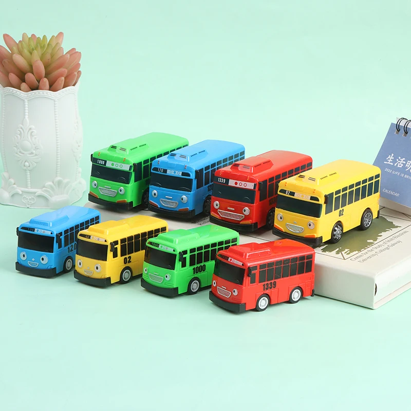 4 pcs/set bus Little Bus Cartoon Pull Back Car Toy Set  Red Yellow Blue Green Bus Car Model Children Kids Educational Gifts