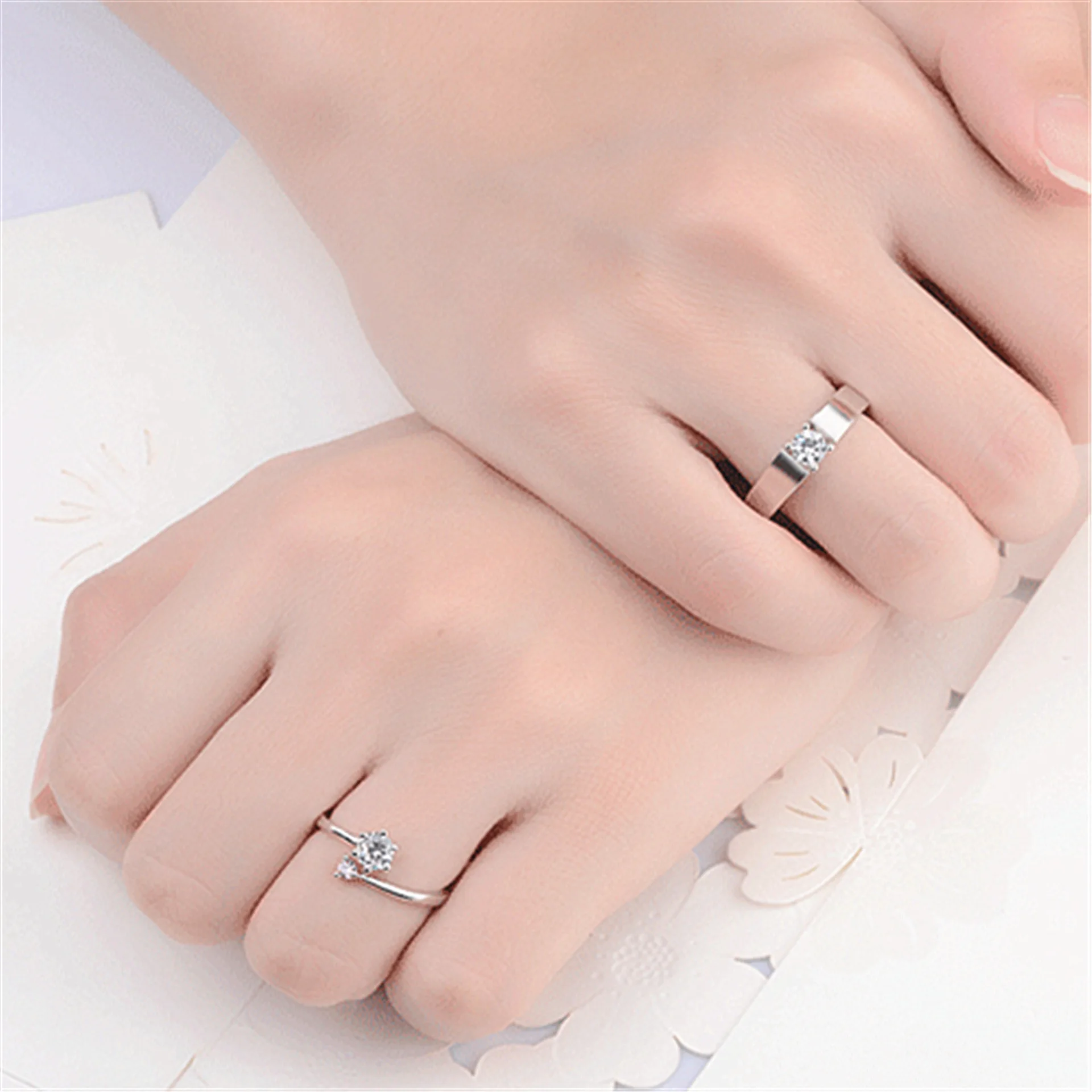 Luxury Zircon Couple Rings For Women Men Forever Unlimited Love Engagement Wedding Rings Charm Valentine's Day Jewelry