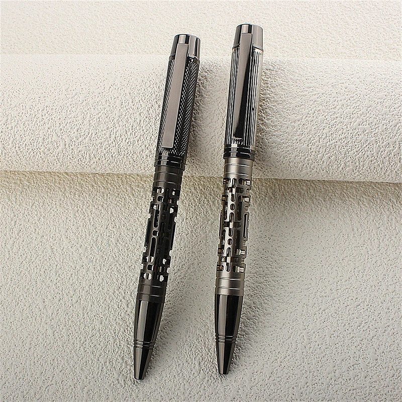 

New Metal Skeleton Ballpoint Pen 0.5mm Black Refills High-grade Student Office Daily Writing Pen Rotary Refill Stationery Gift