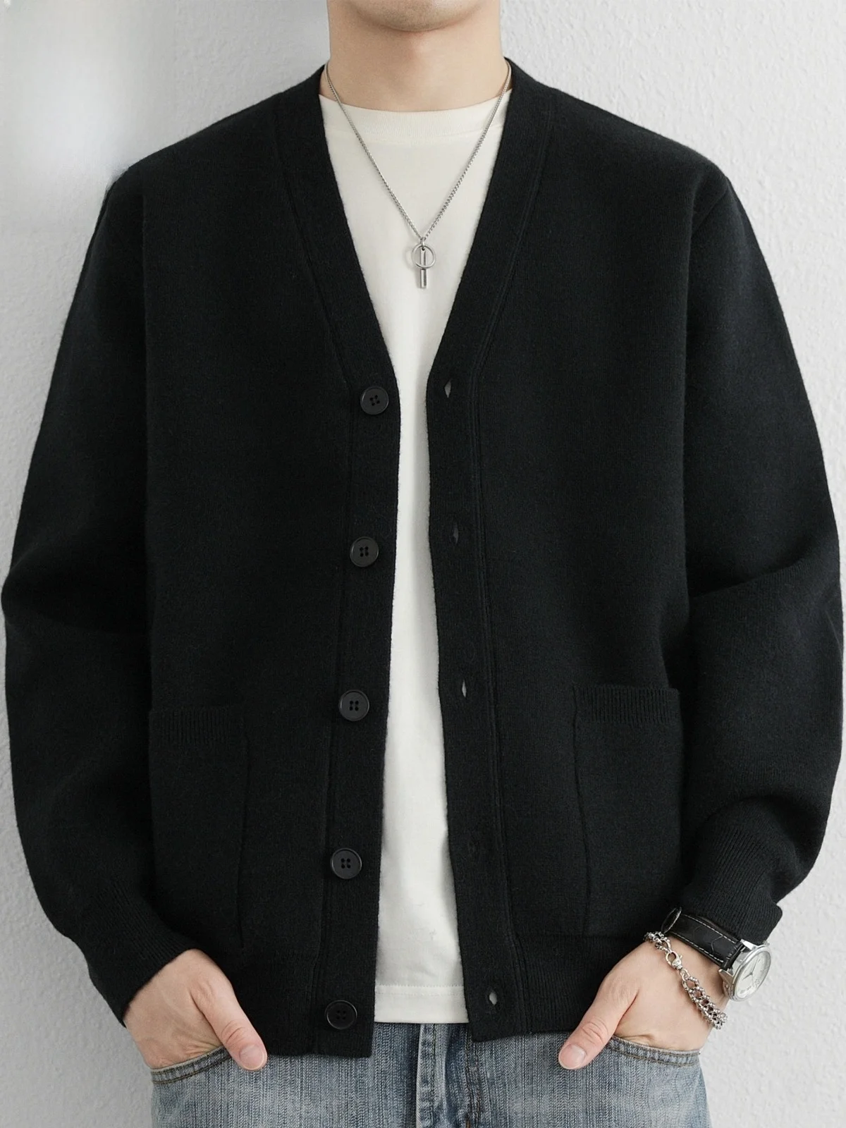 

Knitted Cardigan Sweater Men's Casual V-ne Knitwear Coat Trendy Autumn Winter New Arrival Loose Fit Long Sve