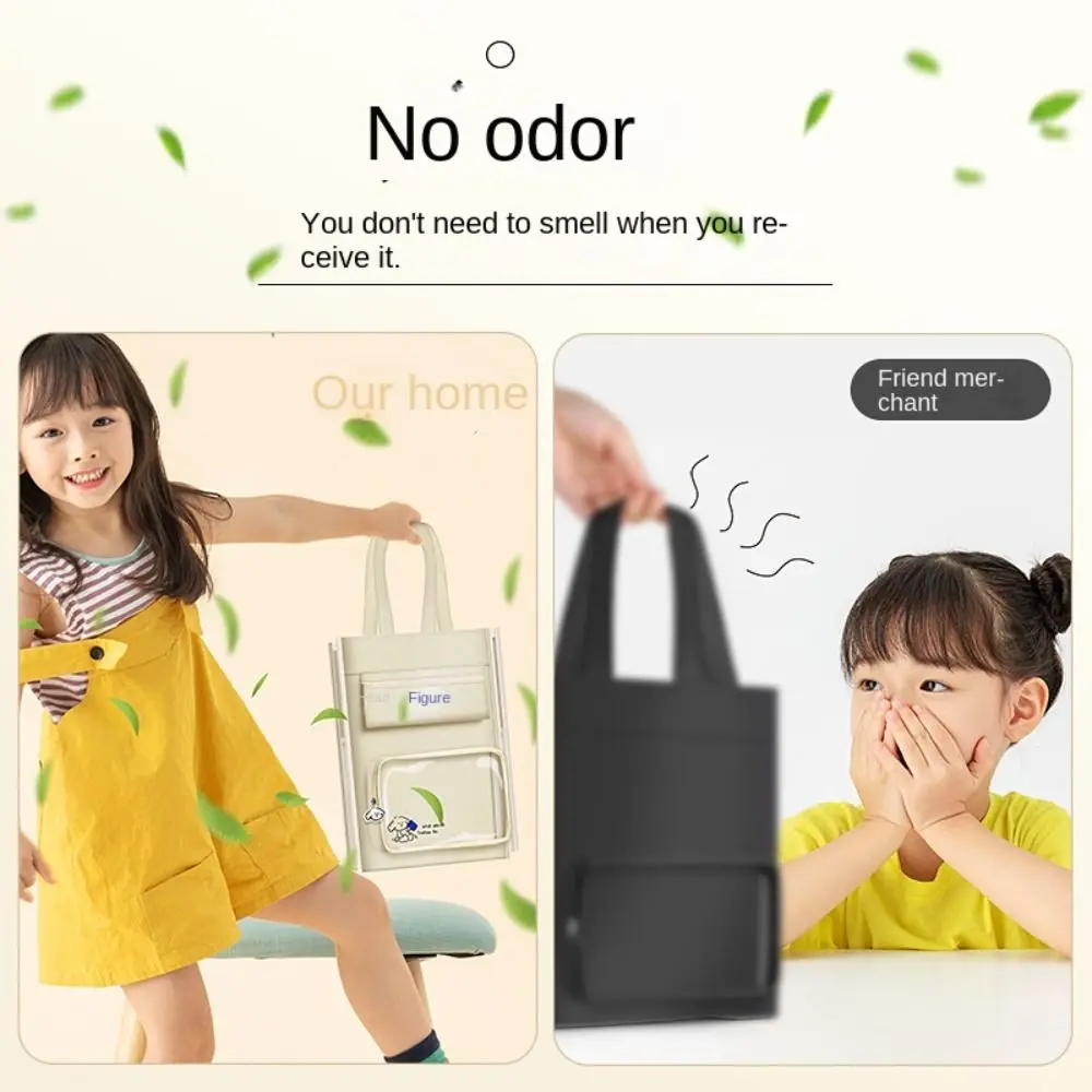 

Canvas Student Tote Bag Multi-pocket Transparent Hand-held School Bag Portable Coin Purse Canvas Storage Handbag Students