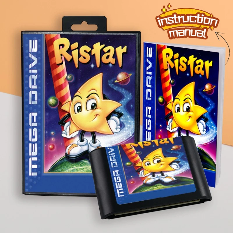 for Ristar EUR cover 16bit MD game card with manual retail box (1 set) for Sega Genesis Megadrive consoles