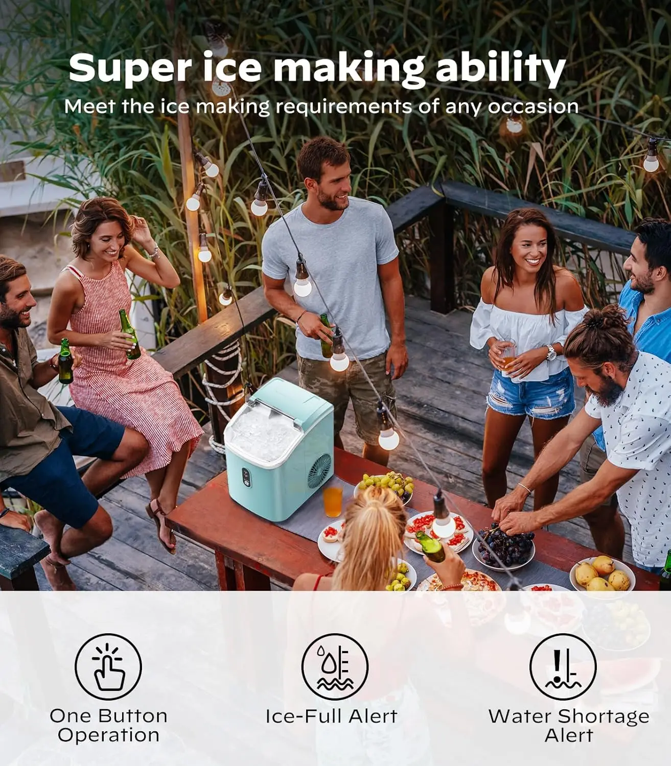 Nugget Countertop Ice Maker, Máquina de gelo mastigável Silon portátil com função de auto-limpeza, 33lbs/24H