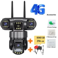 Caméra IP WIFI 10K 20MP pour extérieur, 4 objectifs, 4 écrans, zoom 16X, caméras de surveillance vidéo sans fil CCTV, protection de sécurité 6K 12MP 1