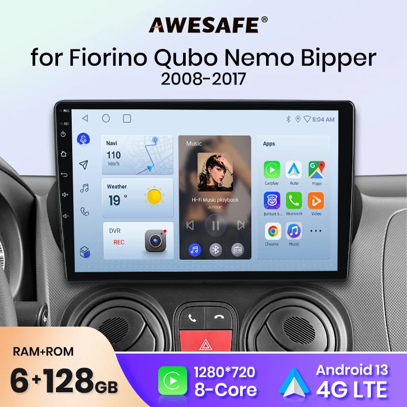 AWESAFE PX9 For Fiat Fiorino Citroen Peugeot Bipper 2008 - 2017Car Radio Multimedia Navigation 2 din Android Autoradio CarPlay