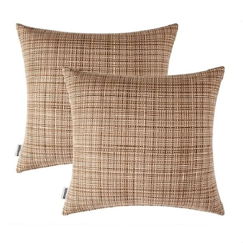 1/2PCS 45x45cm Outdoor Waterproof Throw Pillow Covers Farmhouse Water Resistant Cushion Covers for Tent Patio Garden Couch Khaki