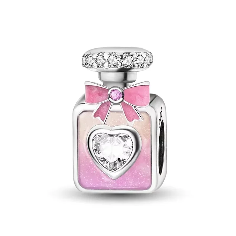 925 Sterling Silver Romantic Zircon Red Love Heart Charms Beads Fit Original Pan Bracelet Bangles DIY Fine Jewelry For Women - view 2