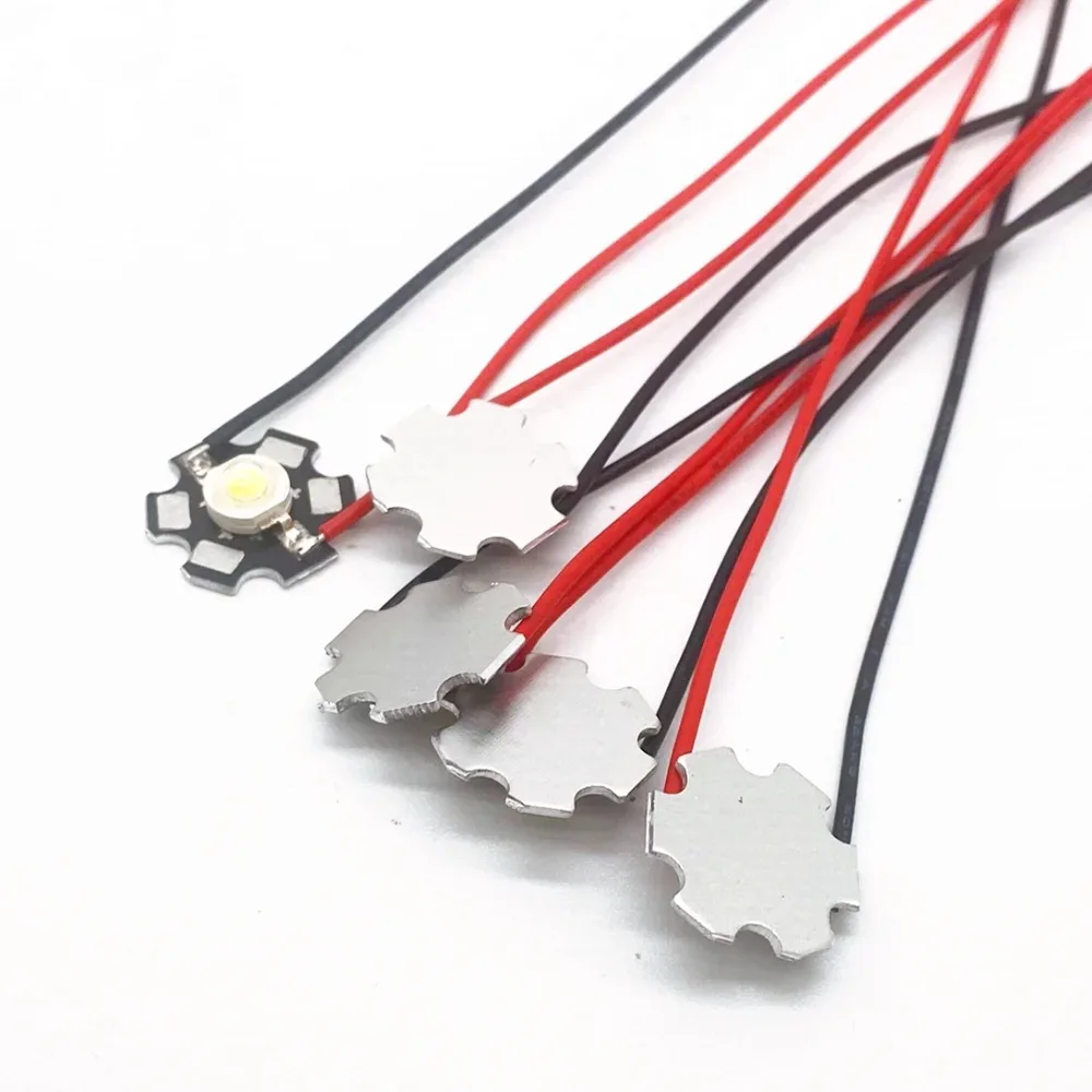 10Pcs 1W high power LED lamp bead 3W with board with line 20mm bright flashlight headlight wicks light source accessories