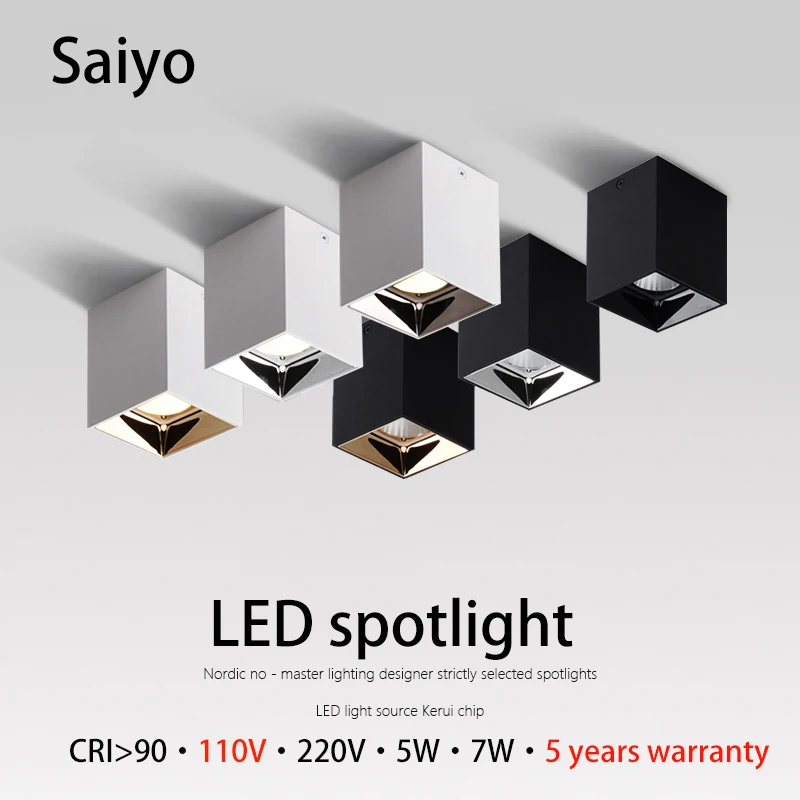 Saiyo Led Spot Light Surface Mounted Downlight 5W 7W Ceiling Spots 110V 220V Foco Lamp Lights For Kitchen Home Indoor Lighting
