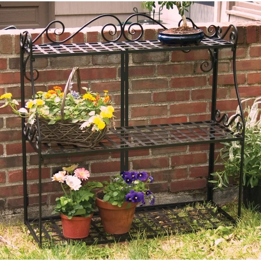 Products Forged 3-Tier Plant Stand - Stylish Black Plant Display