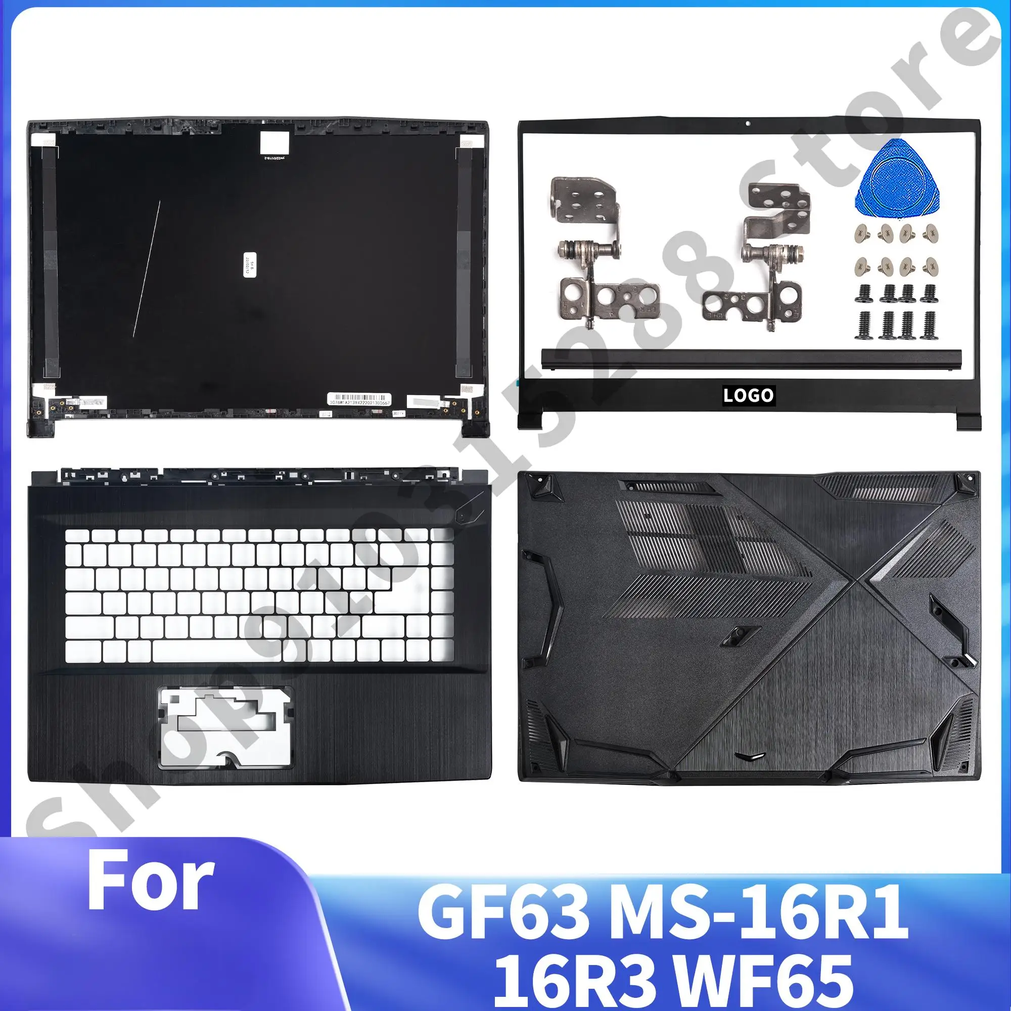 New Parts For GF63 MS-16R116R3 WF65 LCD Back Cover/Front Bezel/Hinges/HingeCover Bottom Case Top Back Case Screen