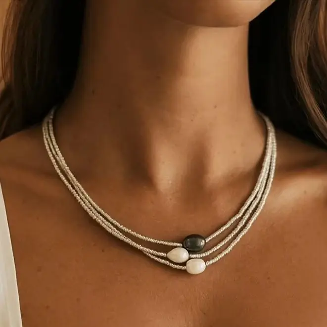 

1/3pcs Artistic Retro Freshwater Pearls Pearl Necklace Pearl Pendant Handmade Bohemian Jewelry Beaded Necklace Wedding