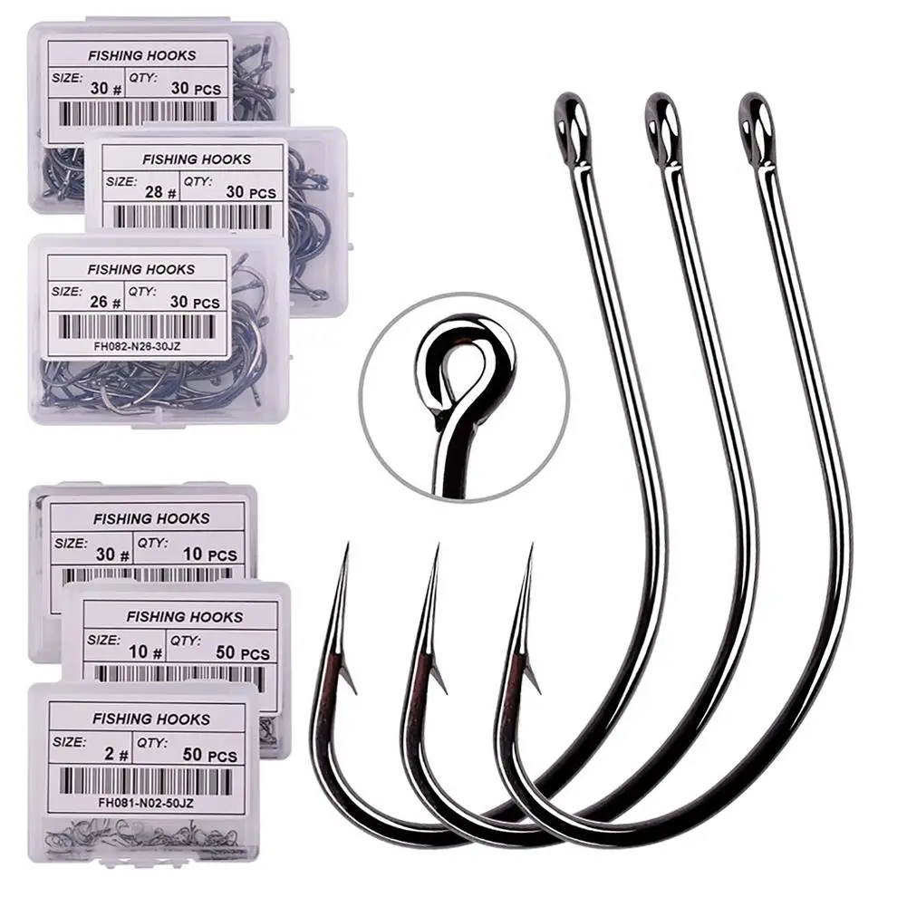 10pcs/50pcs Fishing Hooks High Carbon Stainless Steel Barbed Fishing Hooks With Ring Fishing Tackle Accessories