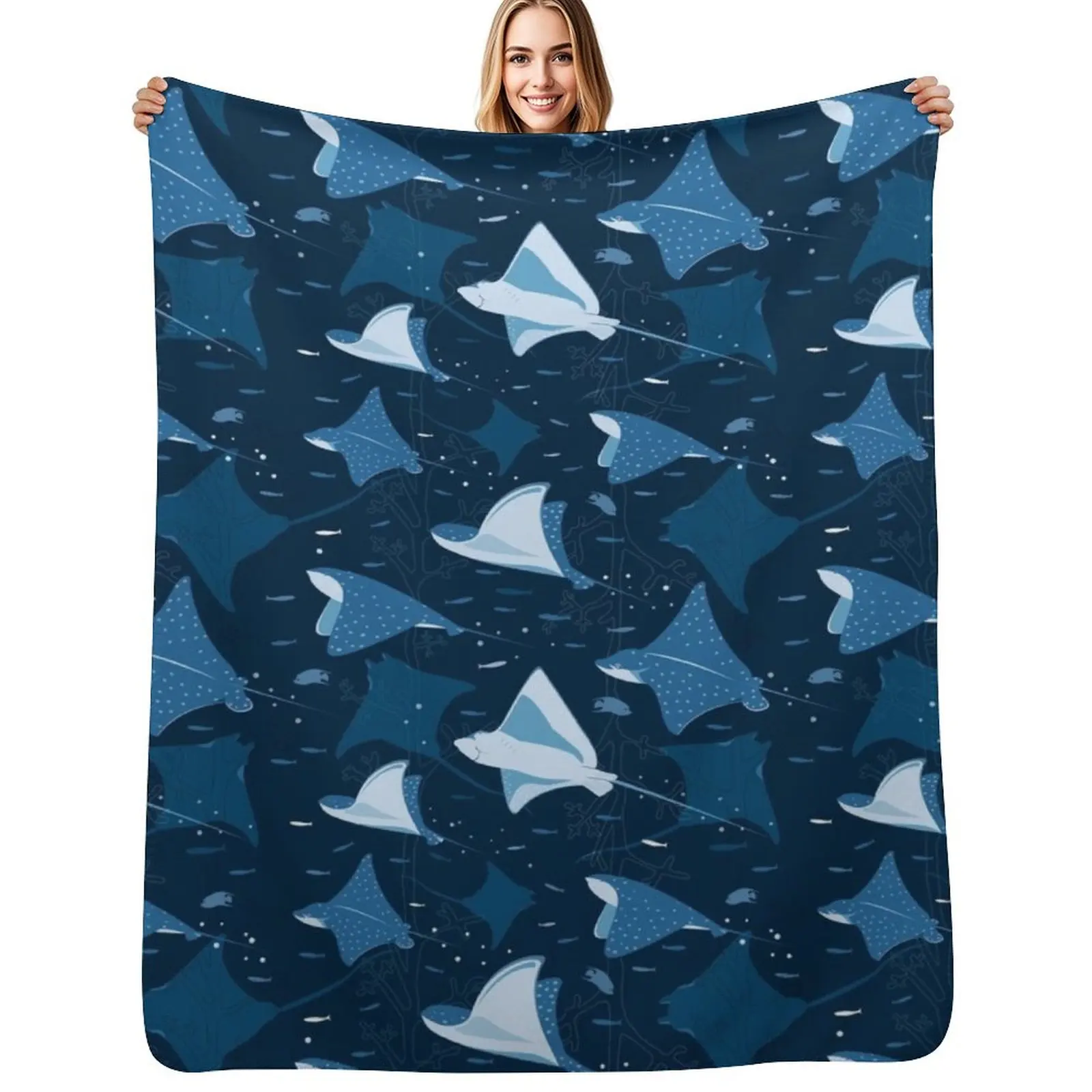 Flying stingrays blue Throw Blanket funny gift warm for winter For Sofa Thin manga Large Decorative Sofa Blankets