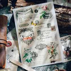 Vintage Flower Plant Rub On Sticker Scrapbooking Journaling Home Deco Paper Card Cloth Transfer Stickers Hobbies Craft Supplies