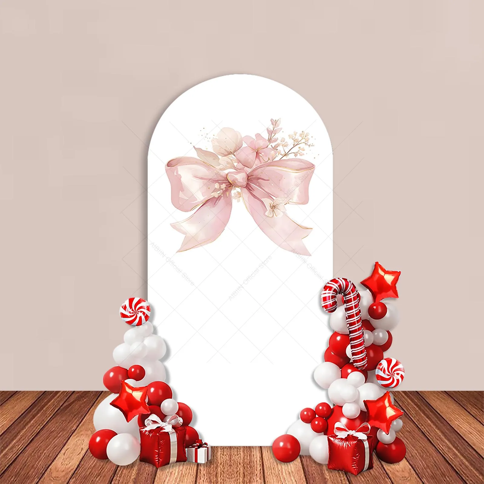 Bunny One Birthday Arch Backdrop Cover Pink Cute Rabbit Flower Bow Happy Birthday Baby Girl Party Decor Portrait Background