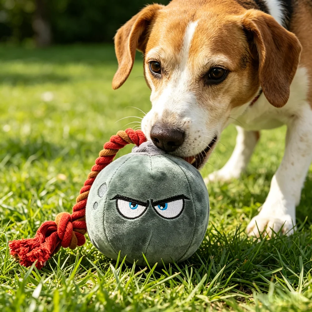 Granaten-Hundespielzeug mit Zugschnur, Haustierball, Welpen-Kauspielzeug, lustiges interaktives Geschenk