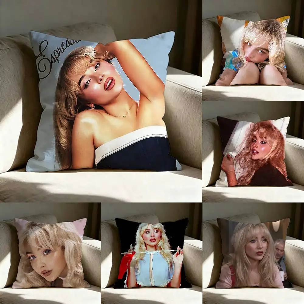 S-Sabrina C-Carpenter Singer  Various Sizes Square Pillow Case For Car Home Bedchamber Decor