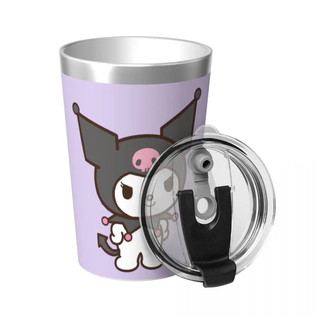 Kuromi Purple Tumbler 12oz for Kids Stainless Steel Sanrio Merch Cups Double Wall Vacuum Insulated Mug With Straw for Cold Hot