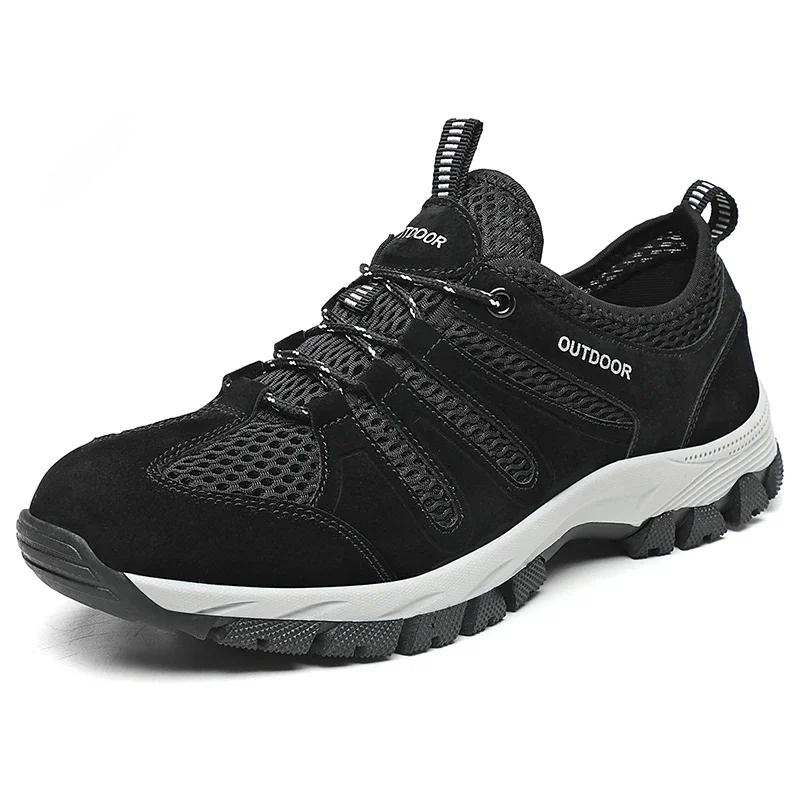 Large Size 2025 Men Soft Casual Shoes Summer Breathable Outdoor Mesh Sneakers Male Light Black Footwear Flat Fashion Boys Travel