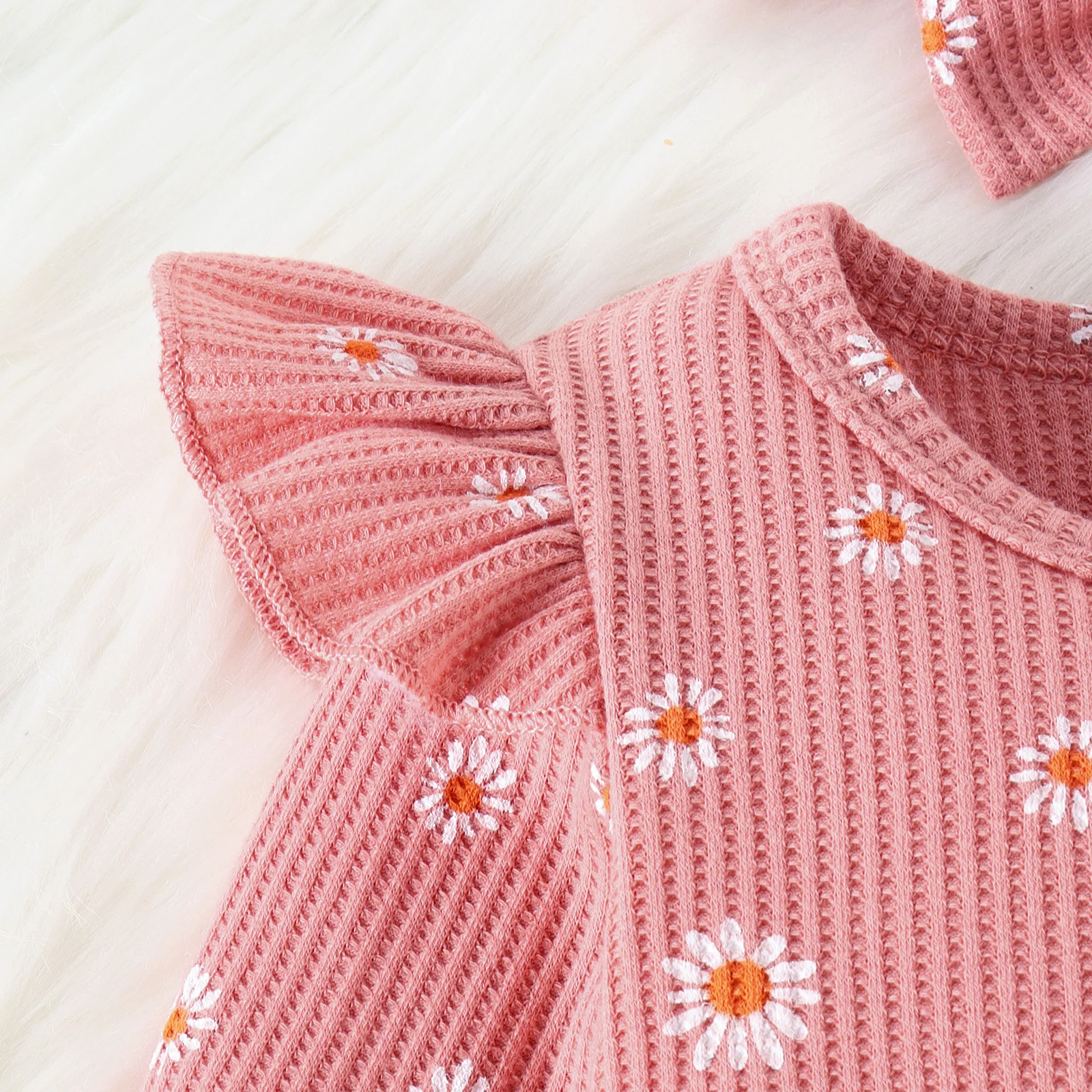 3PCS Autumn New Style For Girls Aged 0-1, Fashionable Round Collar Printed Long-Sleeved Clothes + Trousers + Headscarf