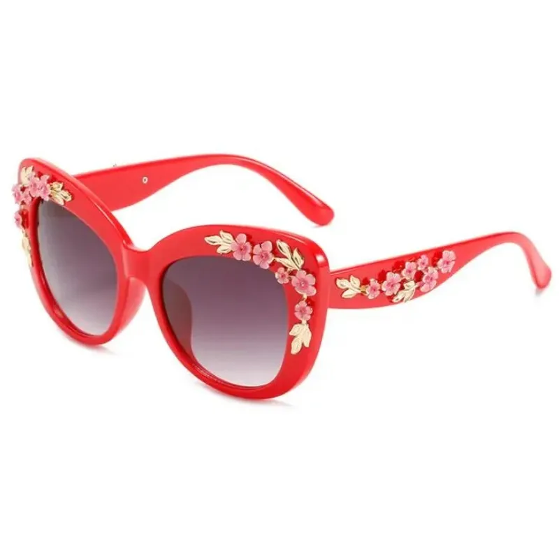 Female Fashion Retro Colorful Frame Cat Eye Sunglasses Vintage Elegant Women Lace-up Glasses Sun Glasses Eyewear