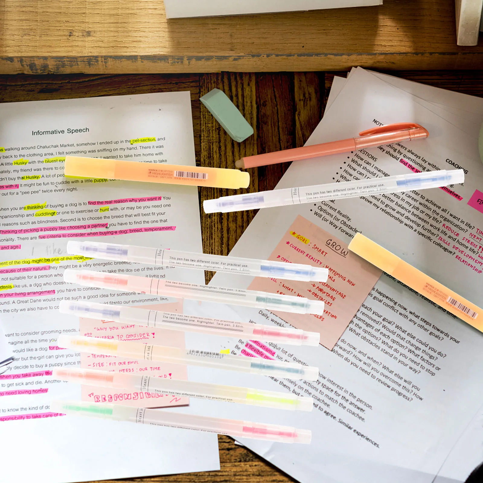 

6Pcs Eye Catching Highlighter Pens Small Convenient Book Markers for Students Teachers Artists Journal Writing School Supplies